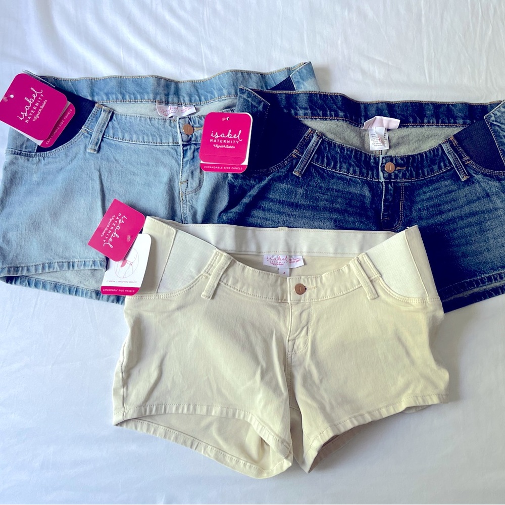 Isabel Maternity Under Belly Denim Shorts 4 NWT